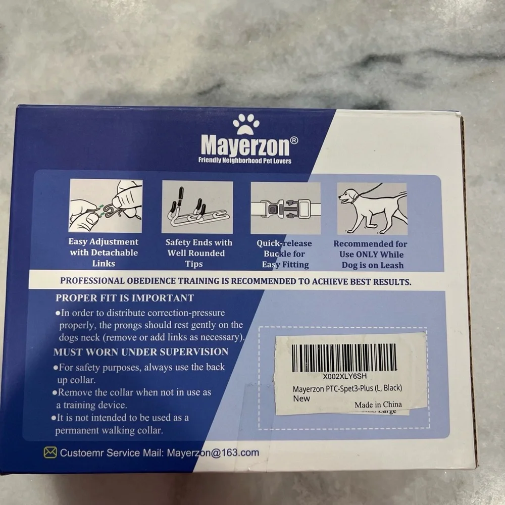 Mayerzon No Pull Prong Training Dog Collar Large Size Adjustable NWT